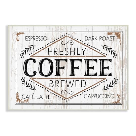Stupell Industries Rustic Fresh Brew Coffee Wood Wall Plaque